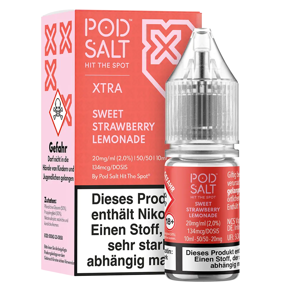 Liquid Sweet Strawberry Lemonade - Pod Salt Xtra Nikotinsalz