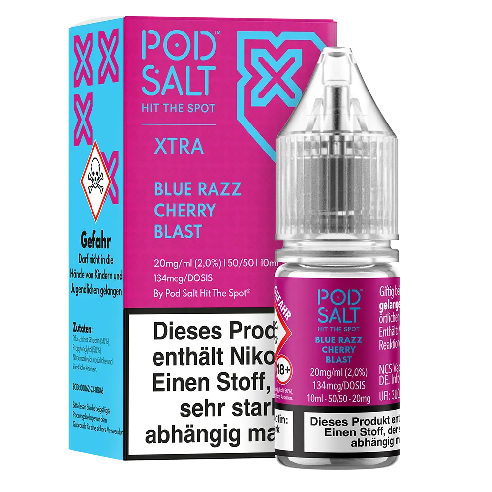 Liquid Blue Razz Cherry Blast - Pod Salt Xtra Nikotinsalz
